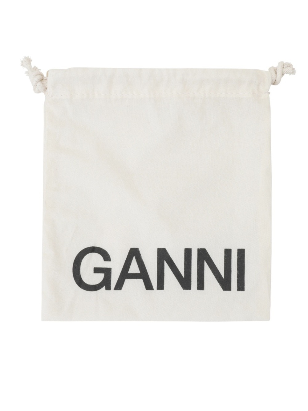 Ganni Cream Drawstring Logo Pouch with Black Print